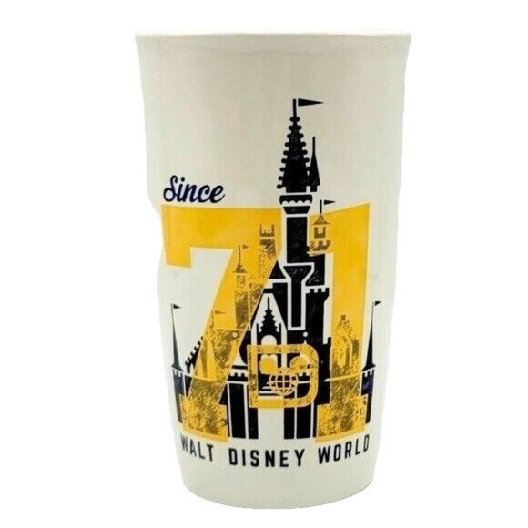 Disney World Travel Tumbler Since 71 Magic Kingdom Castle 6" Logo Yellow Blue - Picture 1 of 8